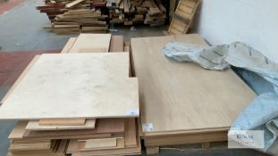 2 pallets containing various size ply wood and MDF Sheets
