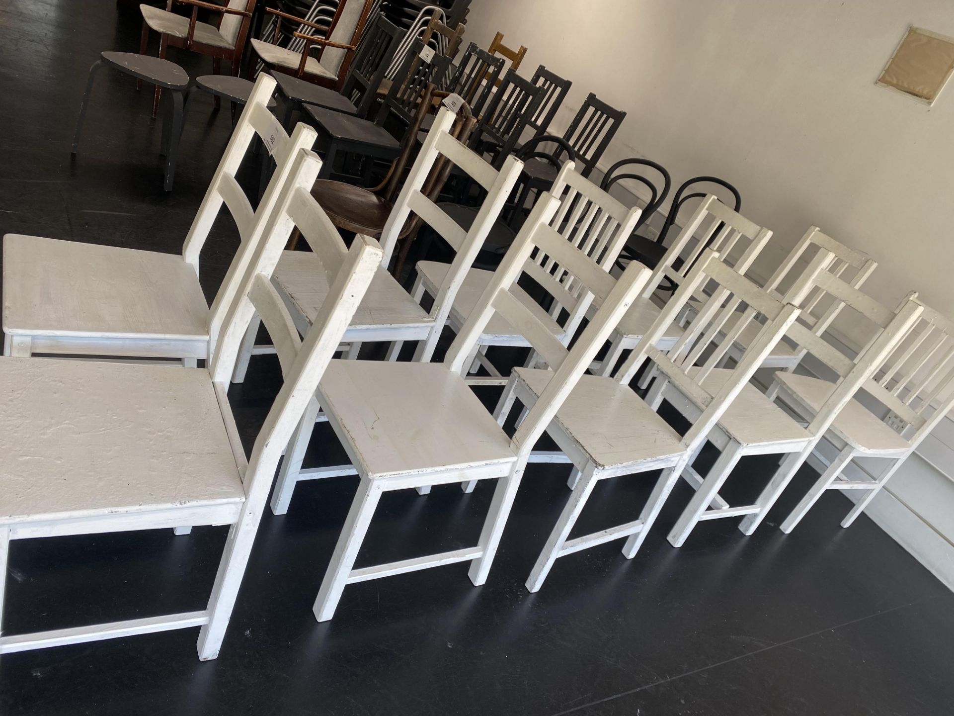 10 White Wooden Chairs - Image 2 of 3