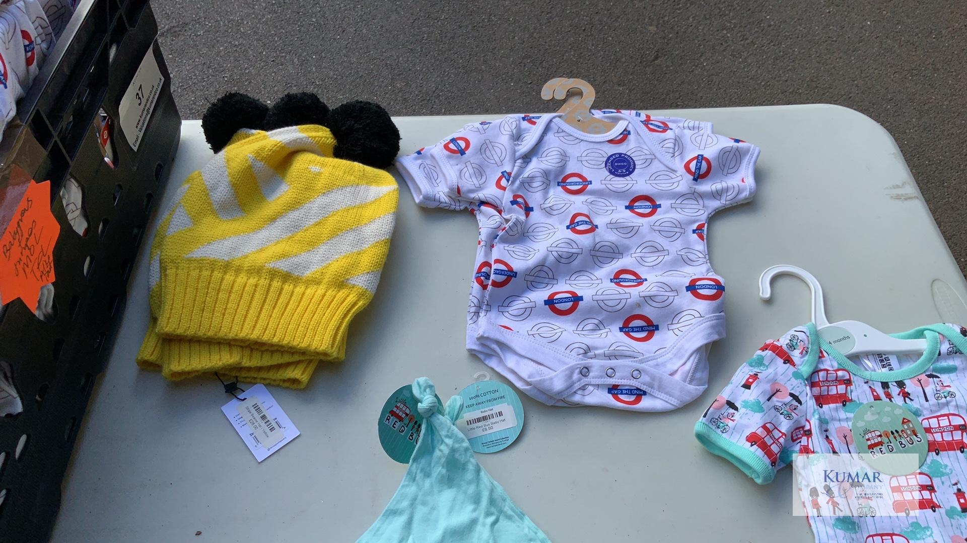 Quantity of London Underground Baby Grows RRP £12, Baby Hats, 2: Stripe Beanie Hats RRP £28 Each - - - Image 2 of 13