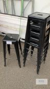 Set of 6 Callie backless metal bar stools in black 765mm high