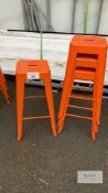 Set of 4 Callie backless metal bar stools in orange 765mm high