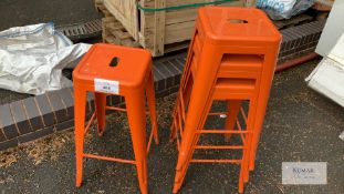 4: Callie backless metal stools in orange 765mm high