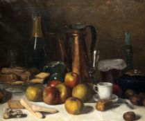 Laureys, Armand:  Stilleben mit Äpfeln und Sektflasche