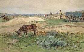 Mühlig, Hugo:  Esel in den Dünen von Knokke