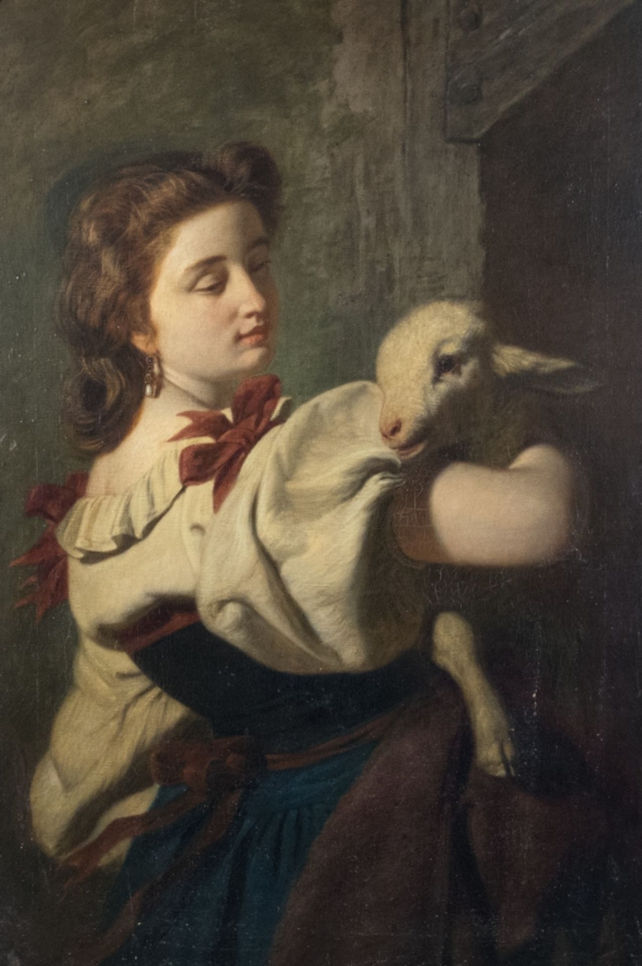 Uetz, Julius Siegfried:  Junge Frau, ein Lamm haltend