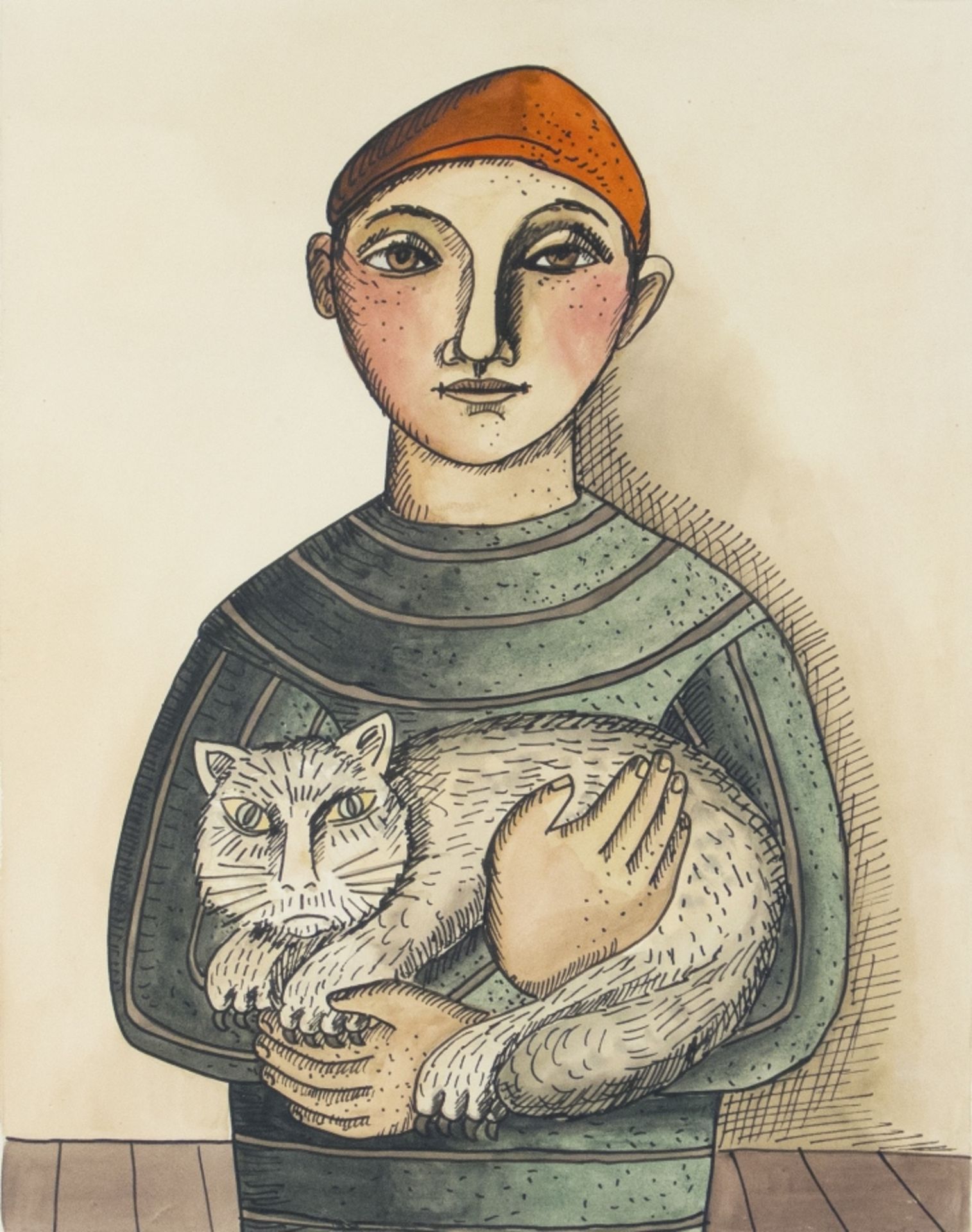 Müller, Johann Georg:  Junge mit Katze