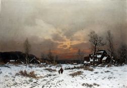 Heydendahl, Joseph:  Winterabend auf der Dorfstraße