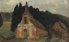 um 1900, Wohl Frankreich: Impressionistische Landschaft mit Kirche