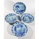 4 large Dutch Delft plates with biblical scenes