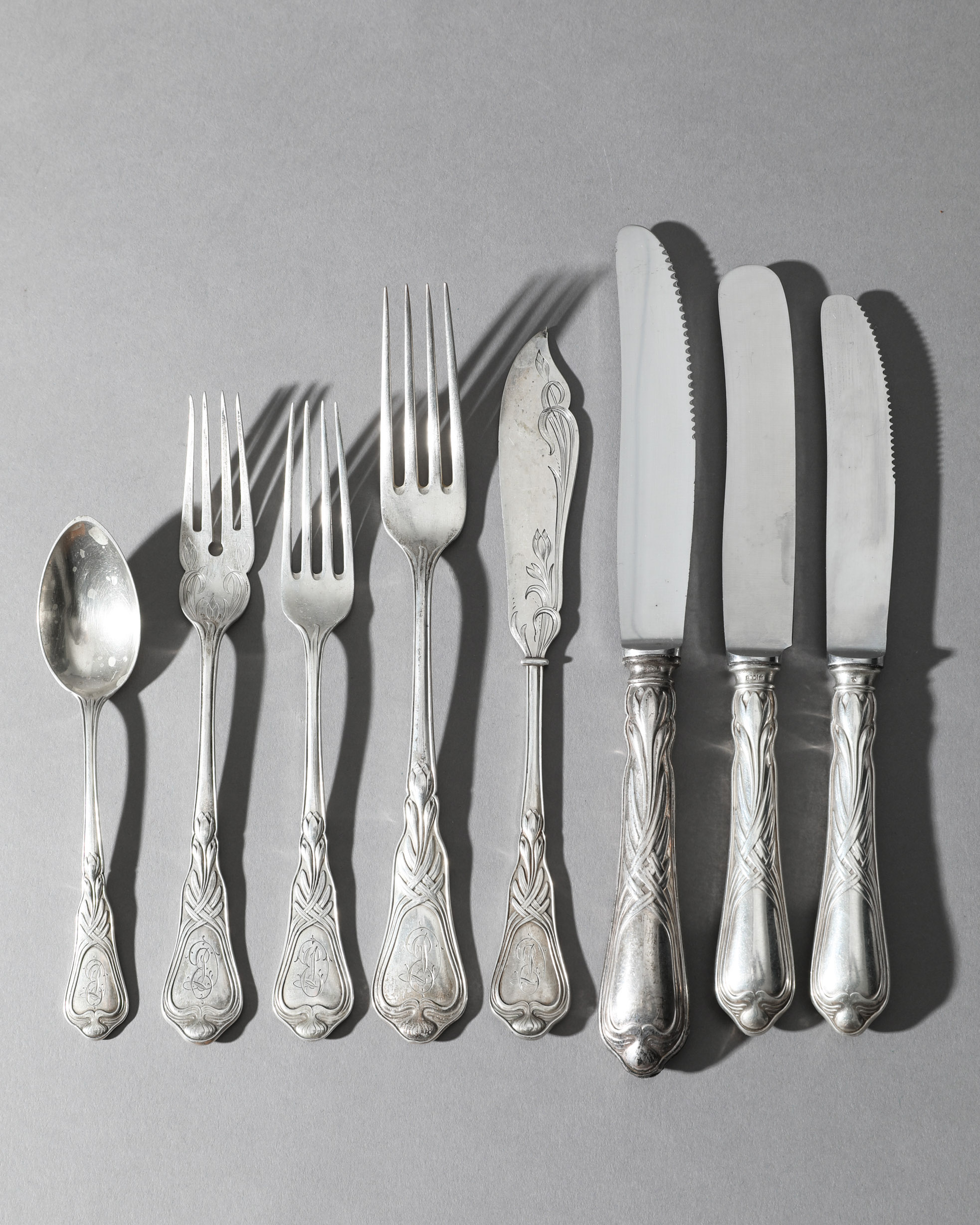 Heinrich Vogeler, Wilkens, Silver Fish Cutlery and Cutlery Herbstzeitlose, 48 pieces - Image 3 of 7