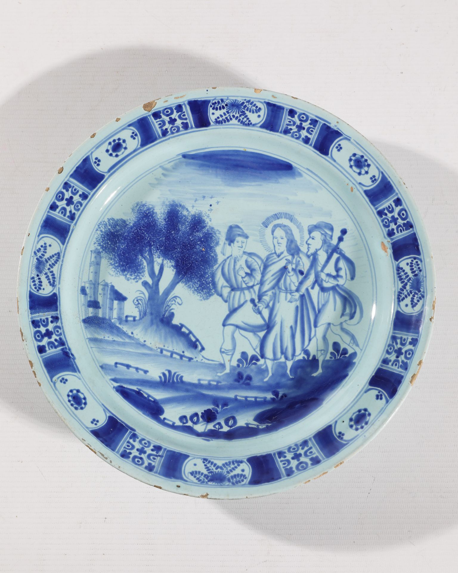 4 large Dutch Delft plates with biblical scenes - Bild 2 aus 8