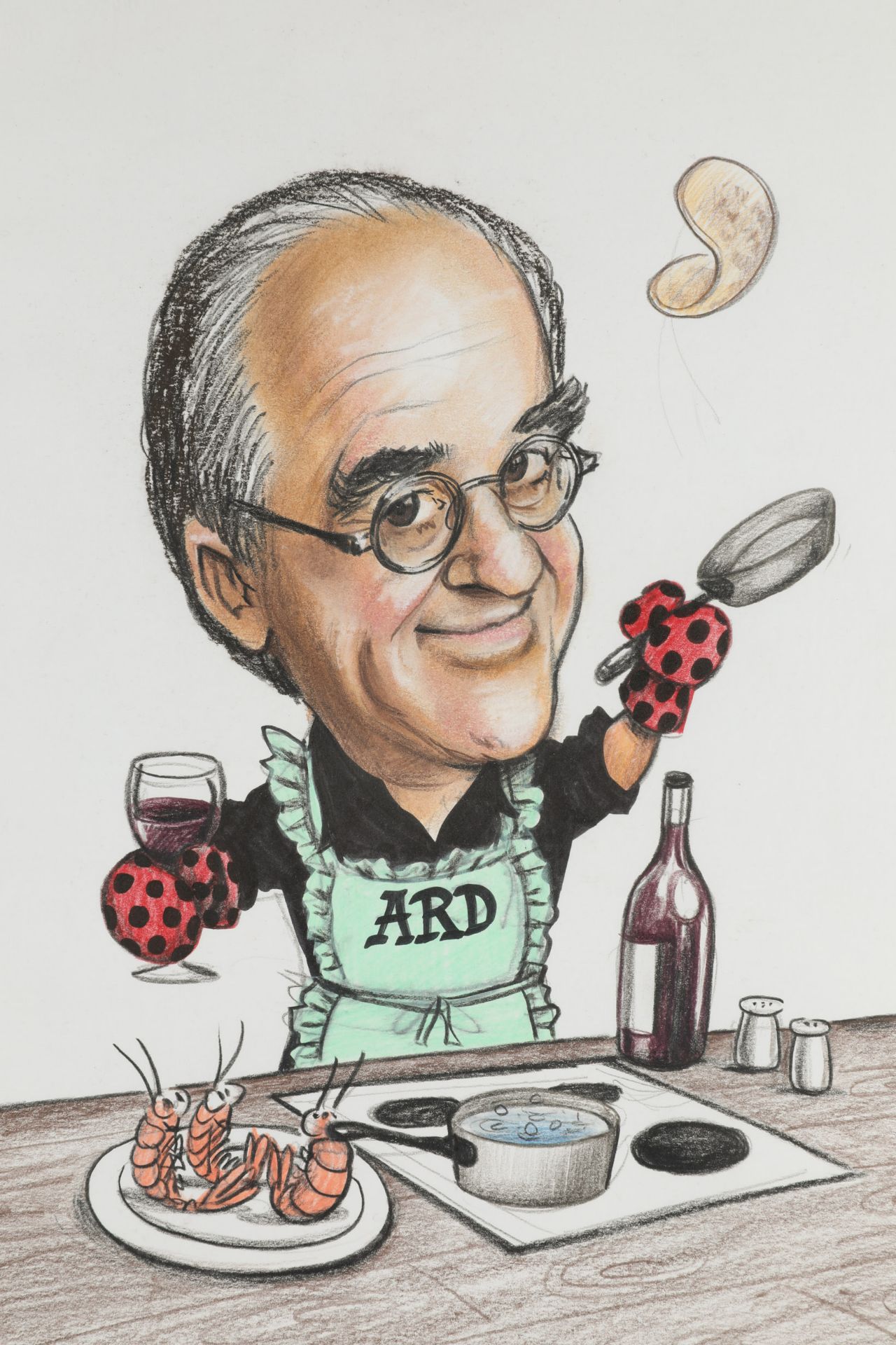 Alfred Biolek, Cartoon, from the cooking show Alfredissimo - Bild 3 aus 3