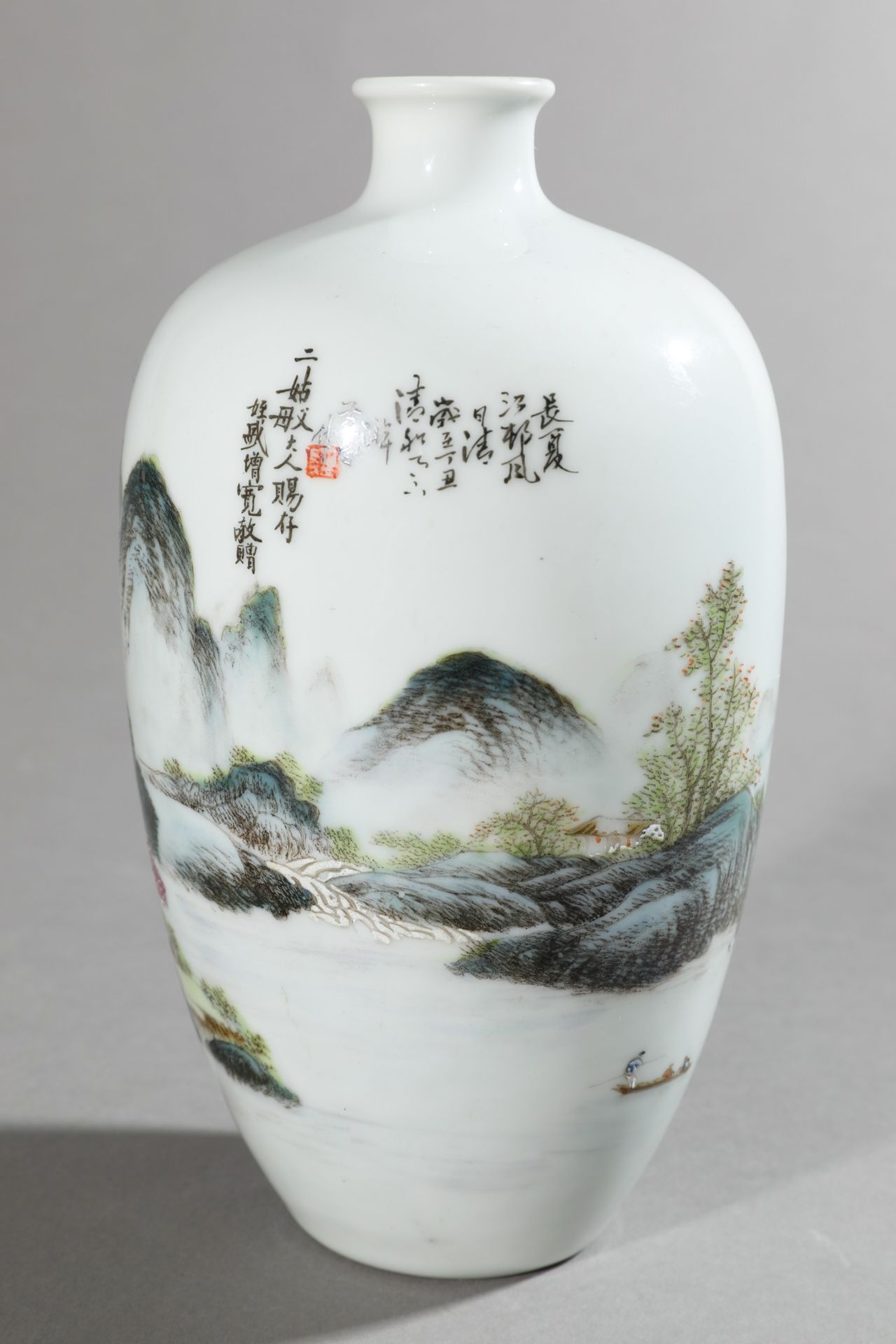 Vase with landscape and kalligraph 1900- 1930 - Bild 4 aus 6