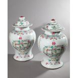 2 large Lidded Vases Famille Rose Yongzheng mark