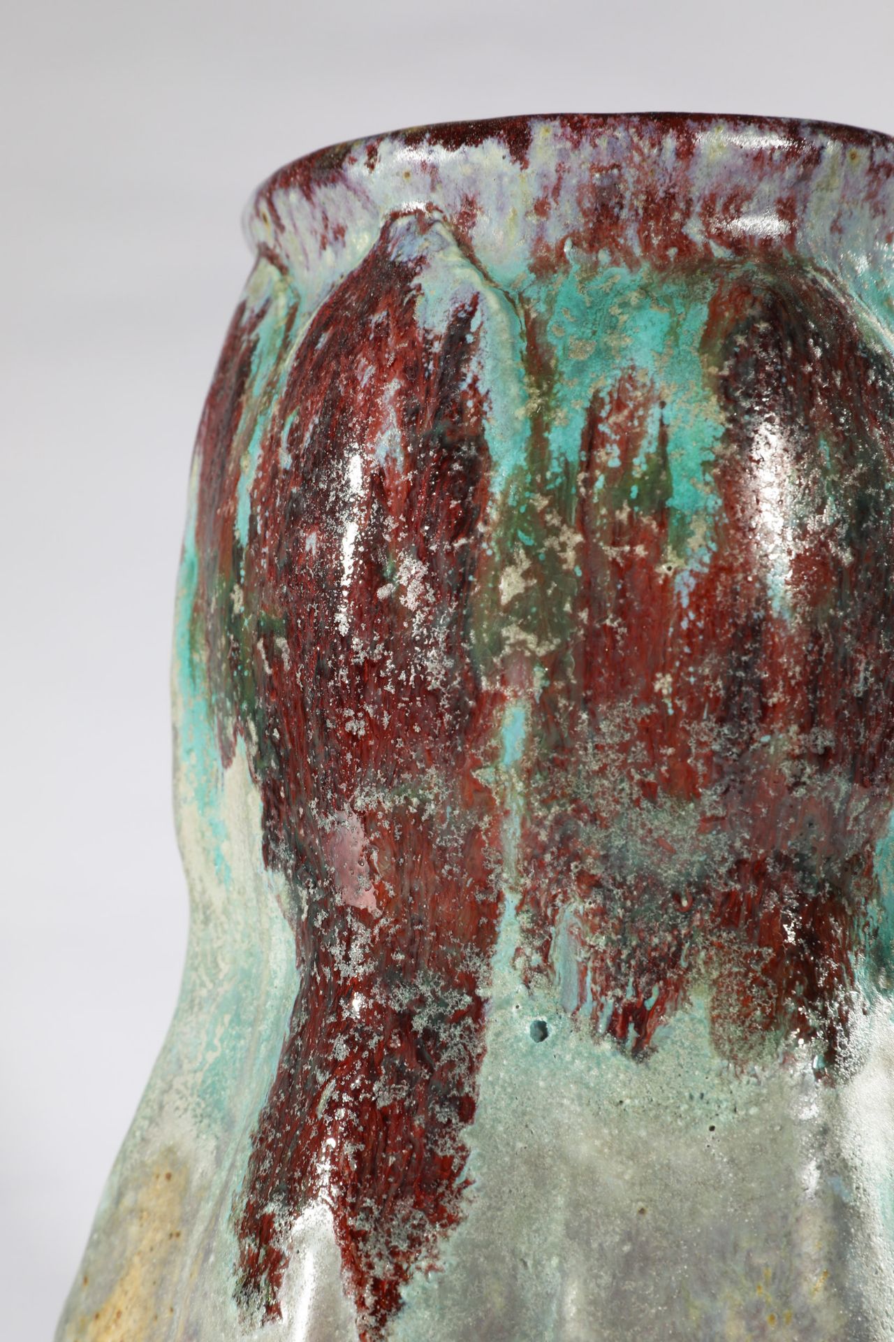 Alexandre Bigot, Oxblood and Turquoise Vase - Bild 3 aus 4