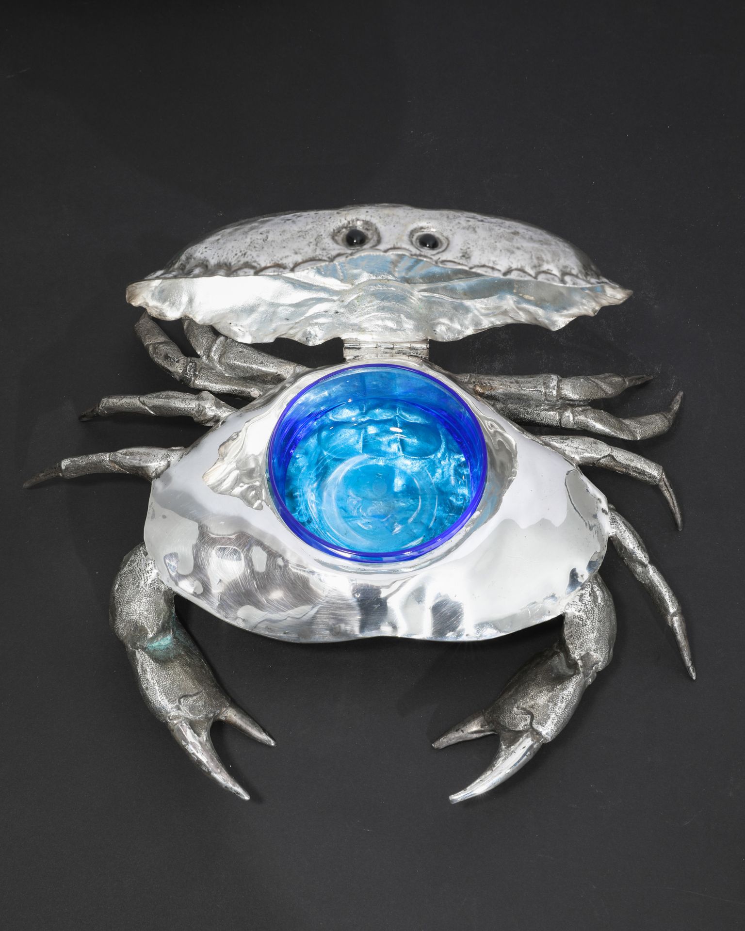 Franco Lapini, King Crab Caviar Bowl, Silver plated, Italy 1970s - Image 3 of 6