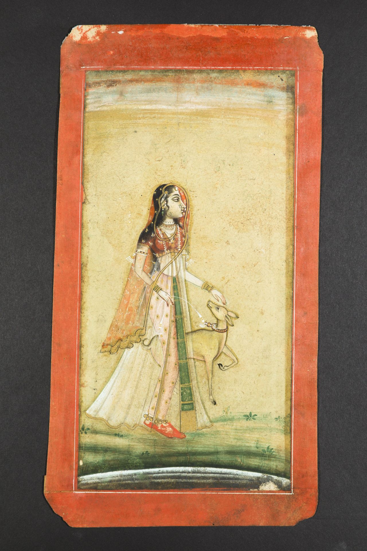 Indian miniature painting, women with deer