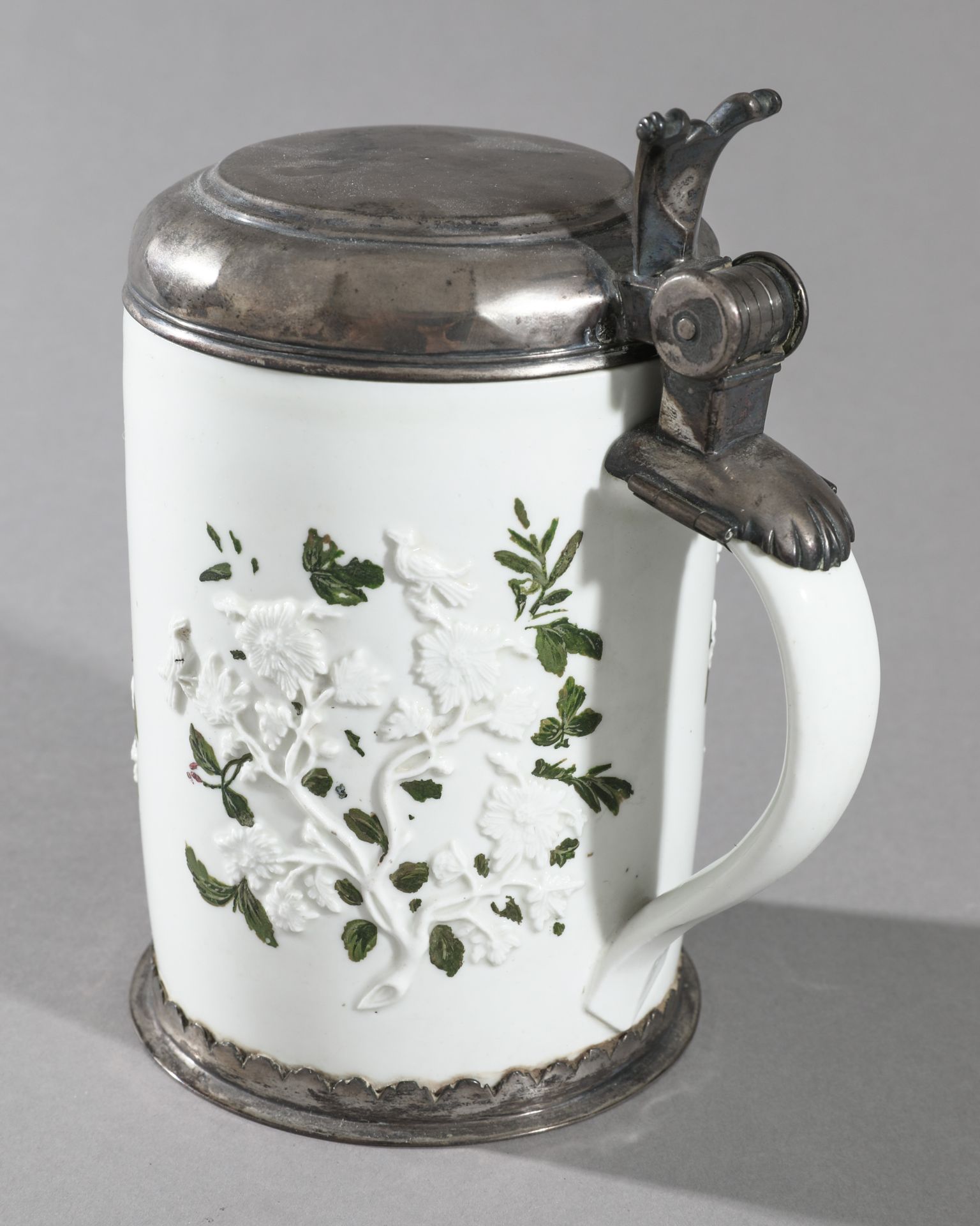 Early Meissen Böttger-Porcelain beer mug with silver lid about 1715 - Bild 3 aus 8