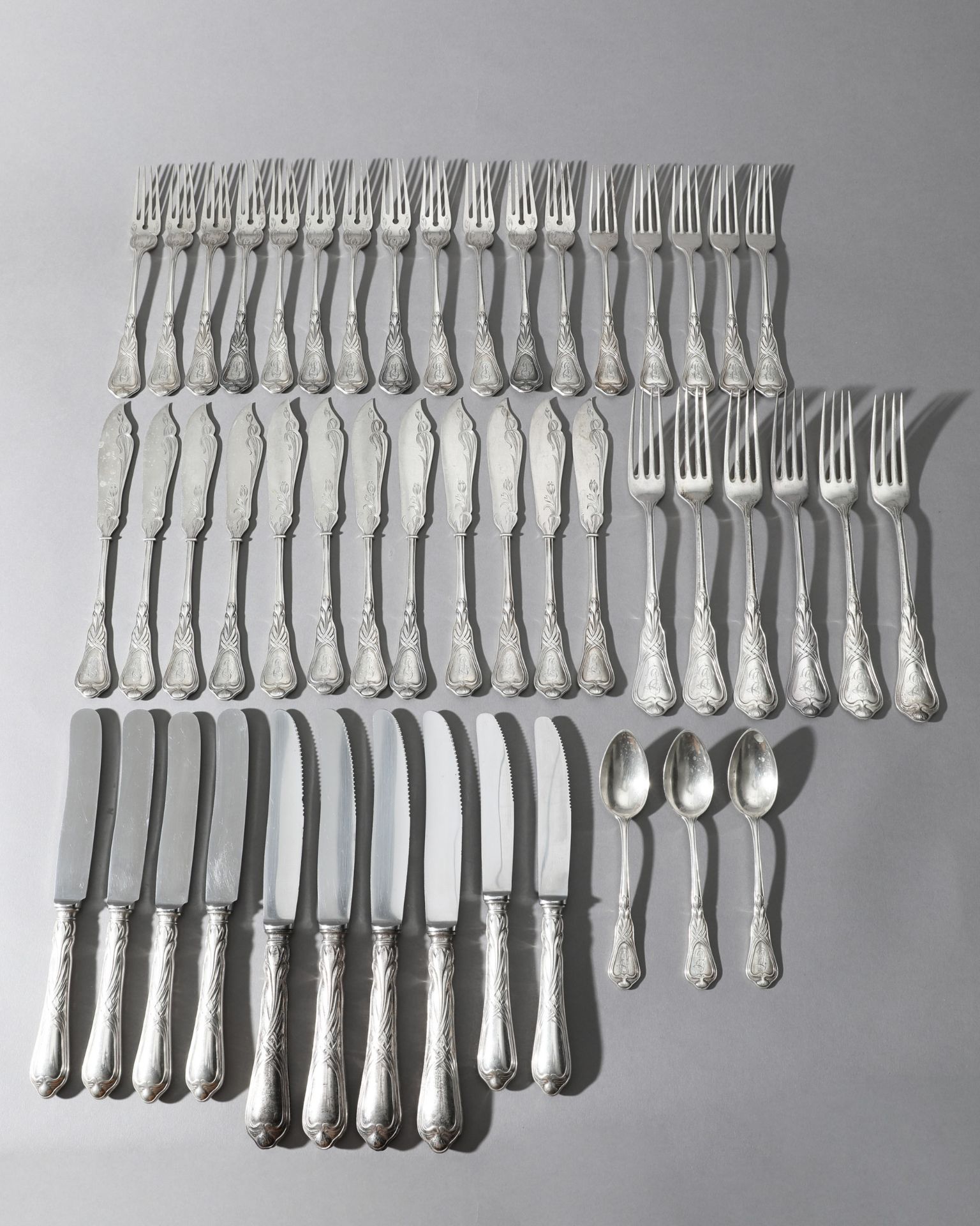 Heinrich Vogeler, Wilkens, Silver Fish Cutlery and Cutlery Herbstzeitlose, 48 pieces - Image 2 of 7