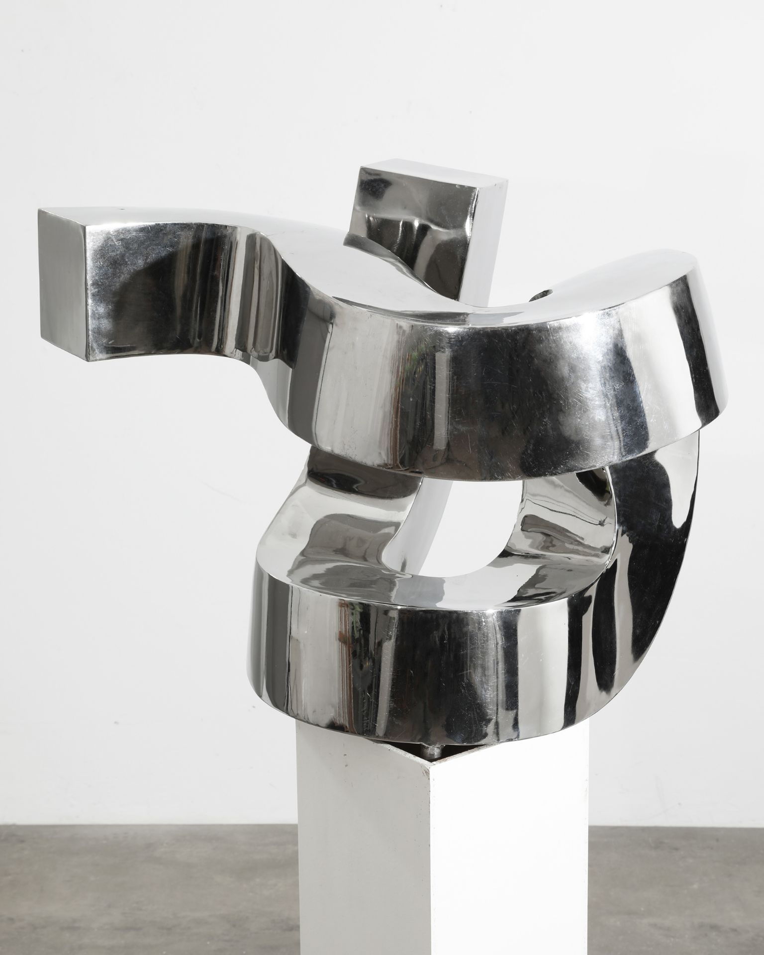 Steel sculpture, chromed