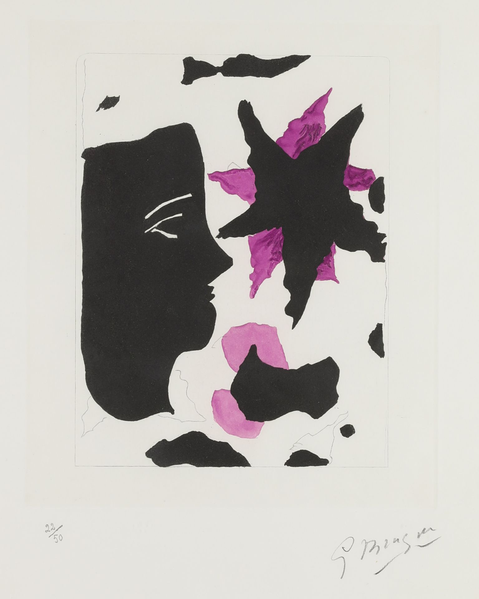 Georges Braque, Head with star, etching 1960