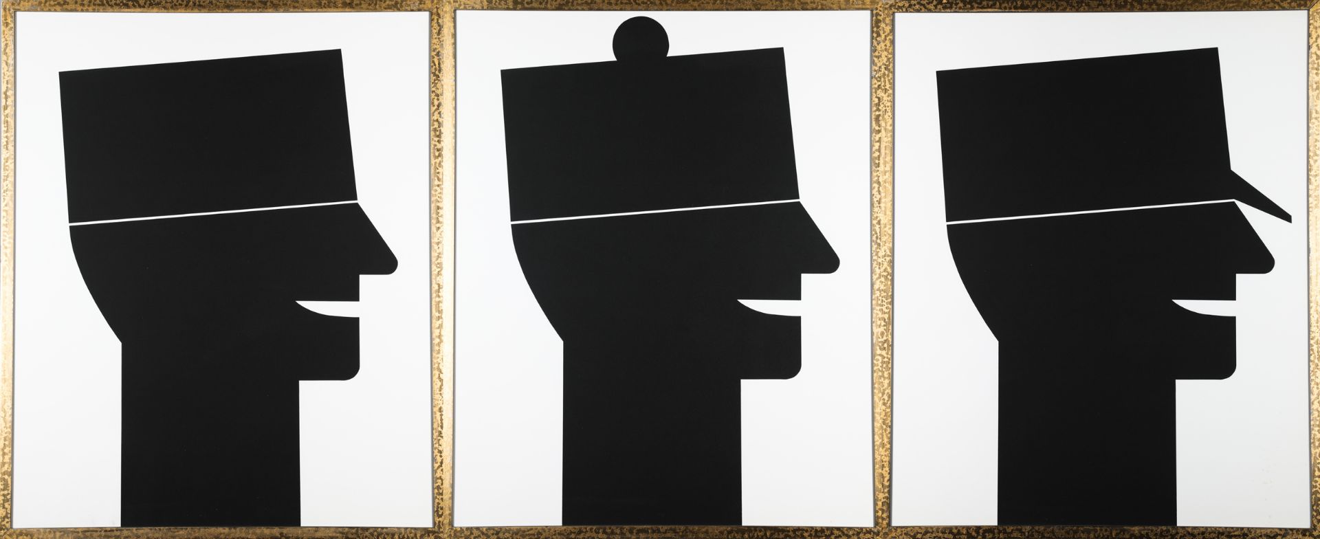 Georg Ettl*, Triptychon, 3 heads with different headgear