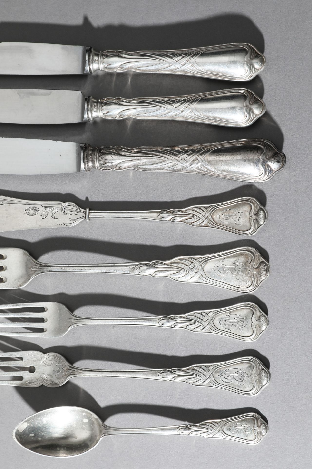 Heinrich Vogeler, Wilkens, Silver Fish Cutlery and Cutlery Herbstzeitlose, 48 pieces - Image 4 of 7
