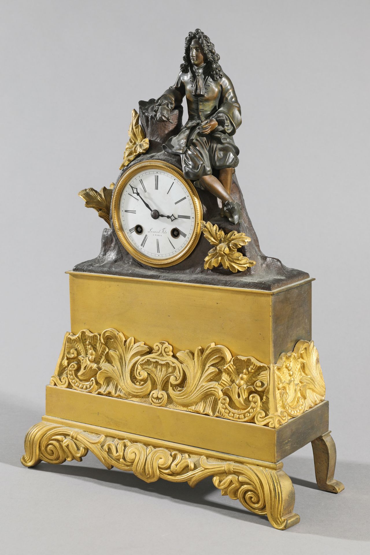 French fire gilded mantelpiece clock about 1840