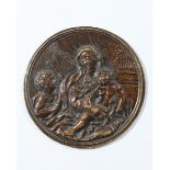 Bronze Tondo/ Medal/ Plaque Virgin with christ and boy John