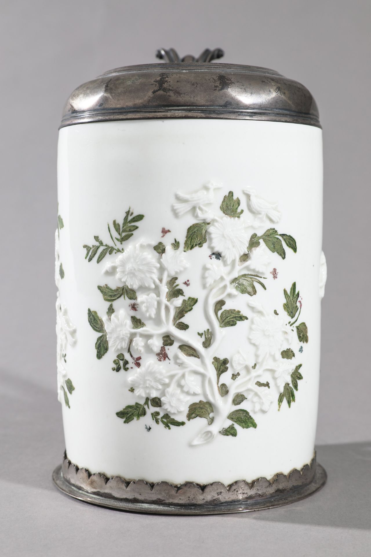Early Meissen Böttger-Porcelain beer mug with silver lid about 1715 - Bild 2 aus 8