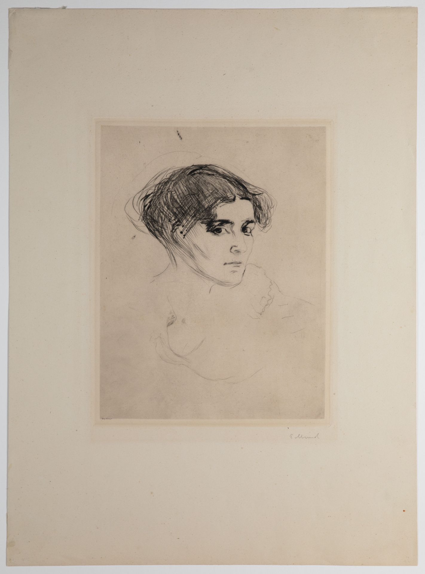 Edvard Munch, Frauenkopf/ Kvinnehode/ Woman's Head, etching - Image 3 of 5