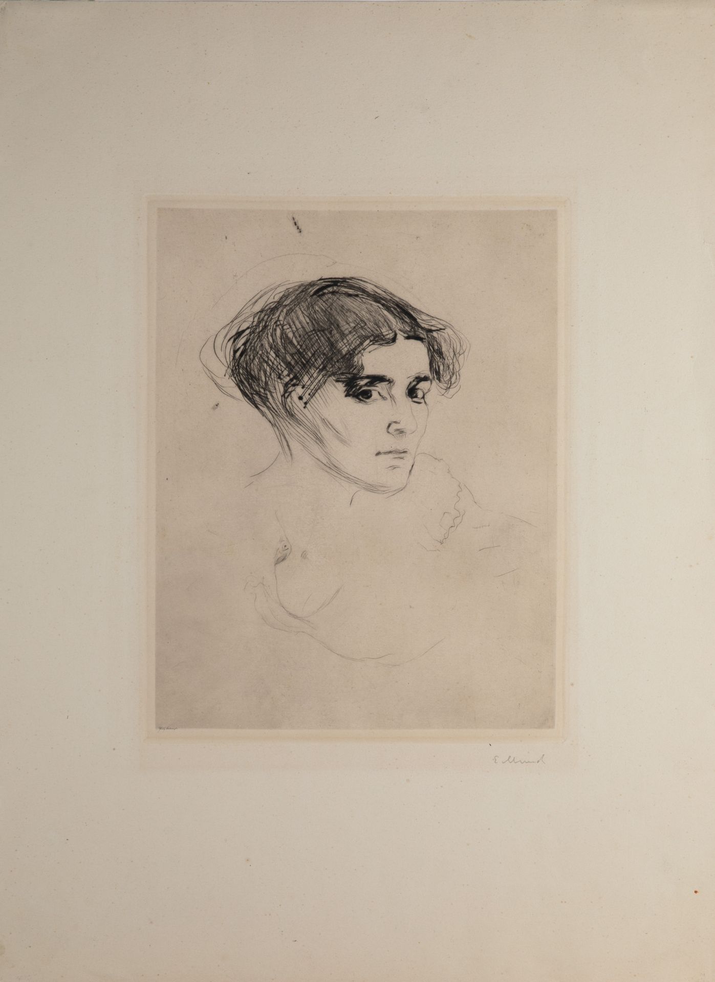 Edvard Munch, Frauenkopf/ Kvinnehode/ Woman's Head, etching - Image 2 of 5