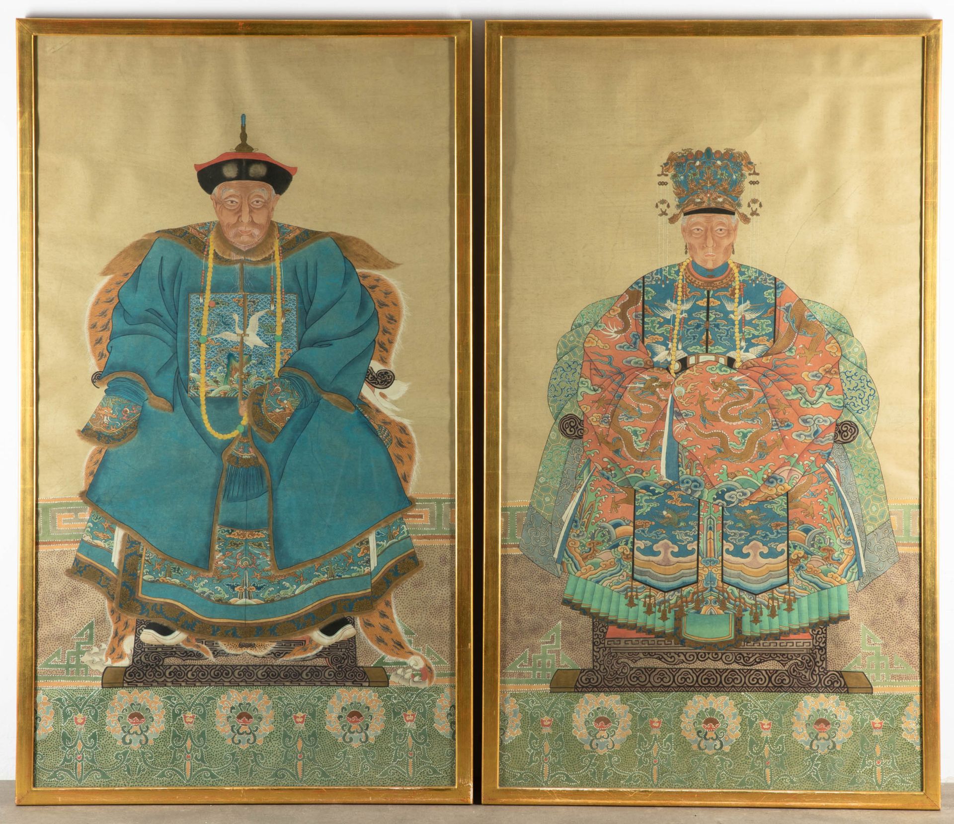 2 ancestral portraits, China, probably 19th century