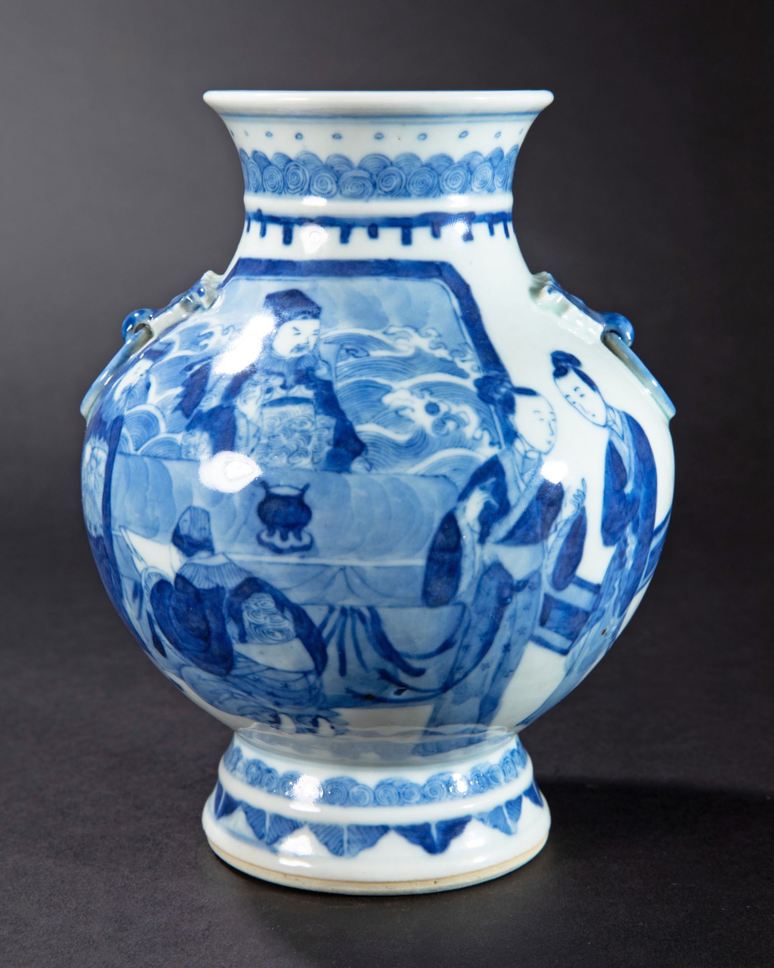 Chinese Republic Vase with Blue Figure Painting - Image 3 of 5