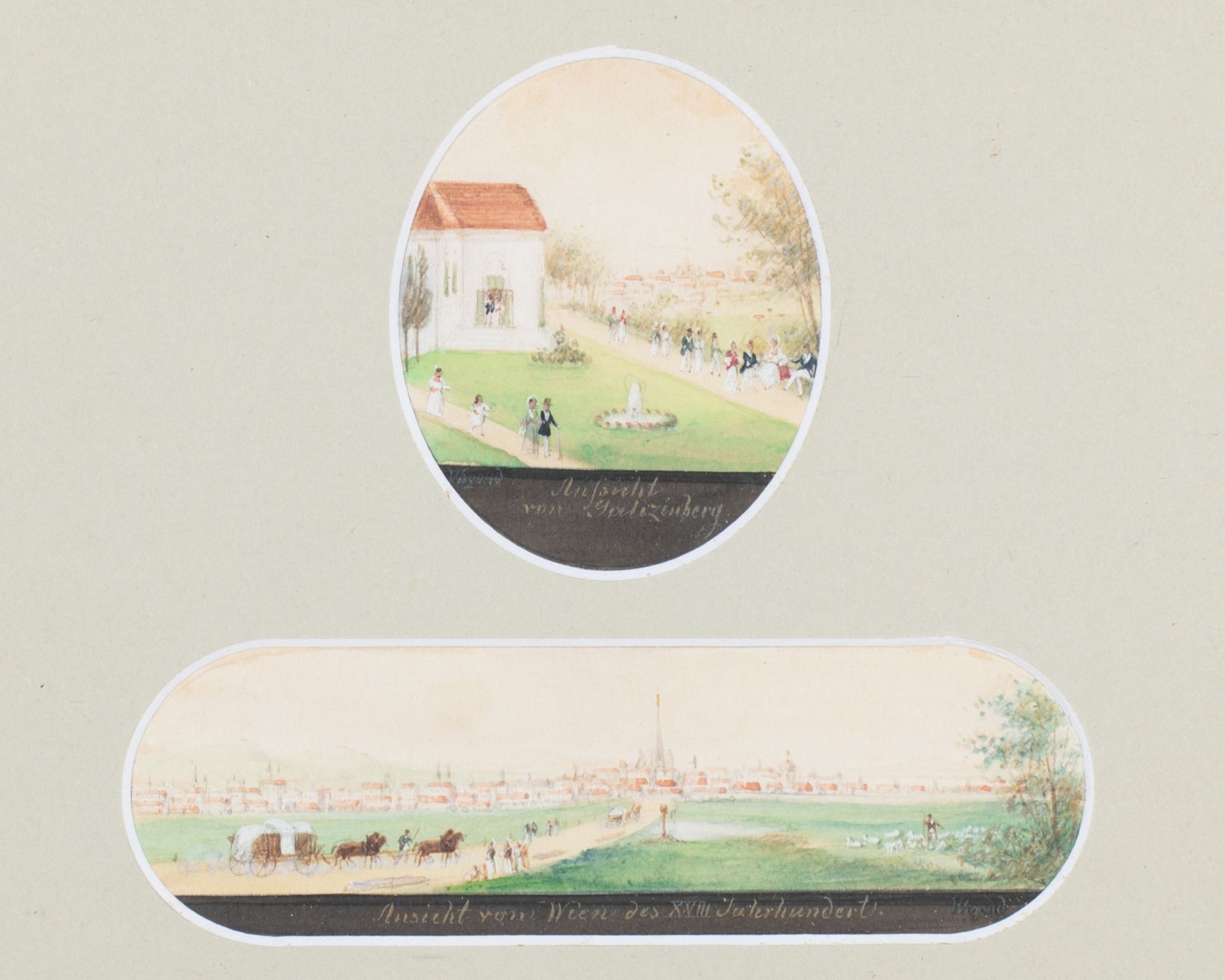 Balthasar Wigand , 2 miniatures, views of Gallitzinberg/Vienna - Image 2 of 6