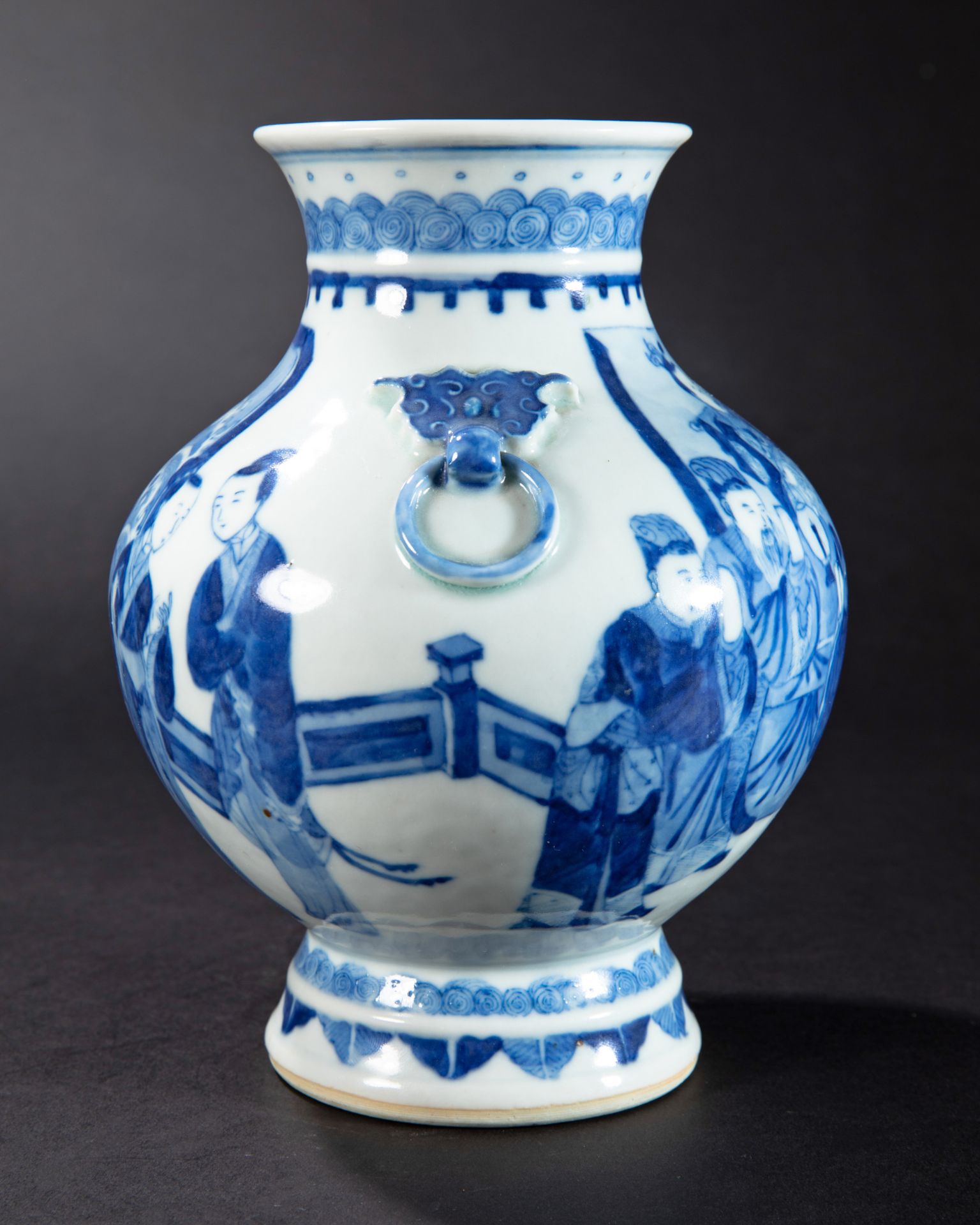 Chinese Republic Vase with Blue Figure Painting - Image 4 of 5