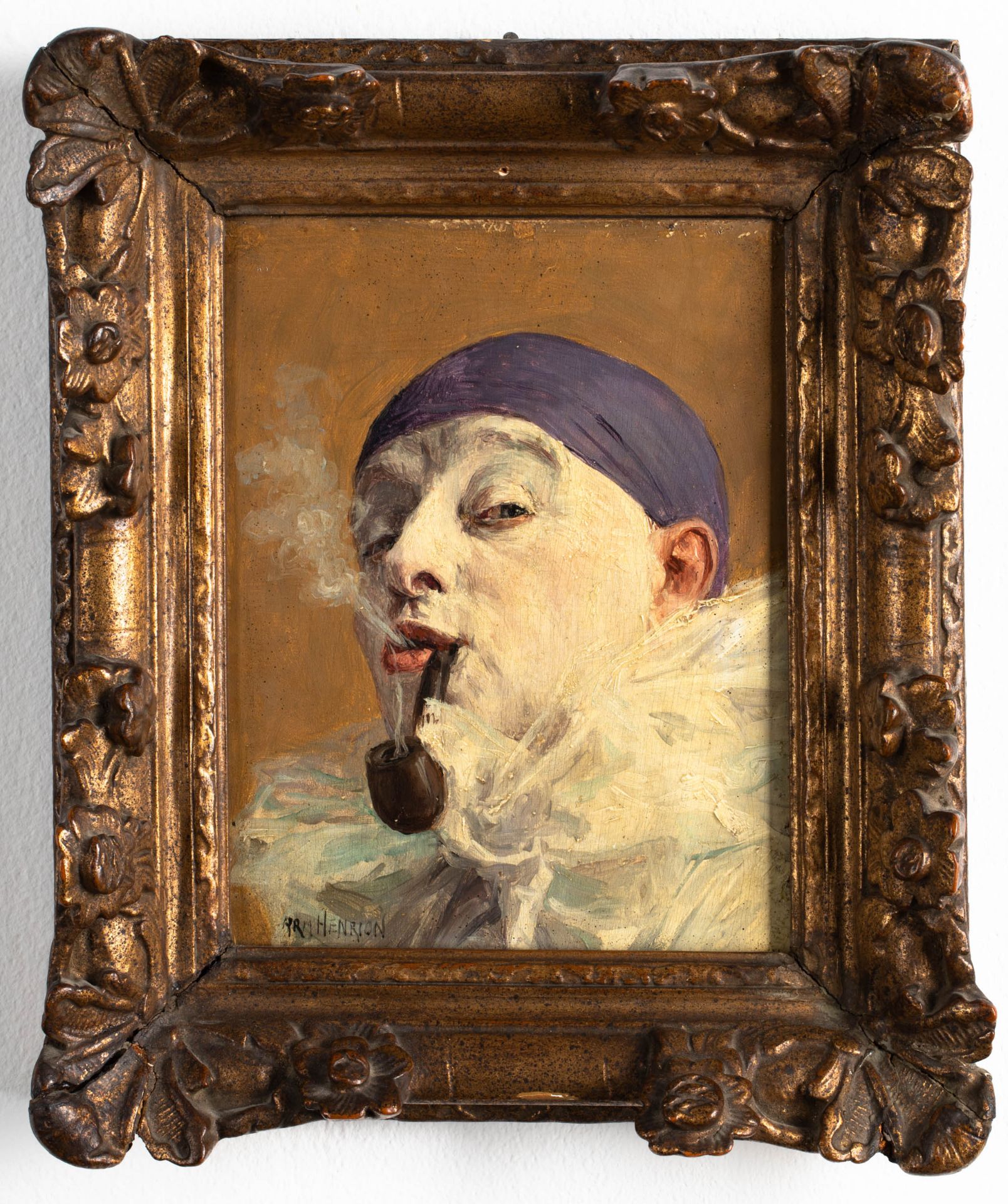 Armand Henrion, Self portrait/ Pierrot with pipe - Image 2 of 5