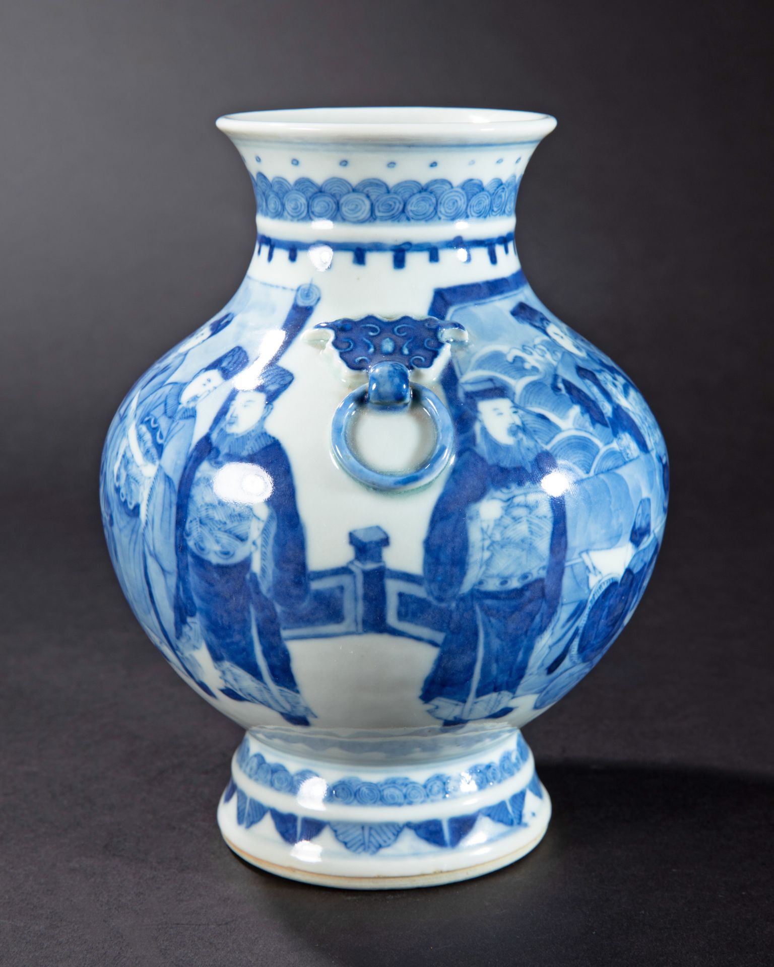 Chinese Republic Vase with Blue Figure Painting - Image 2 of 5