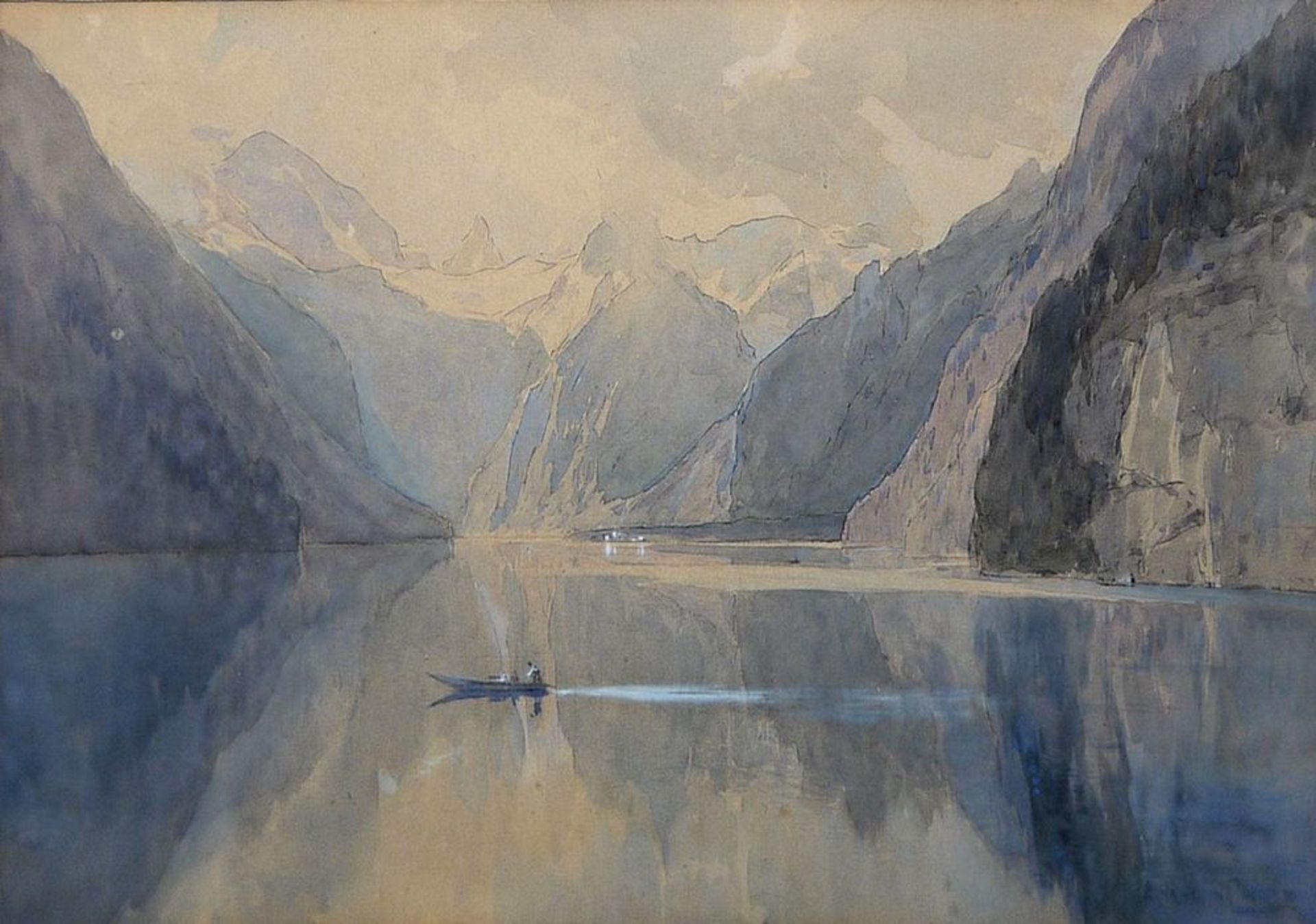 Edward Harrison Compton, Auf dem Königssee, signiertes Aquarell von (19)02, gerahmt - Bild 3 aus 3