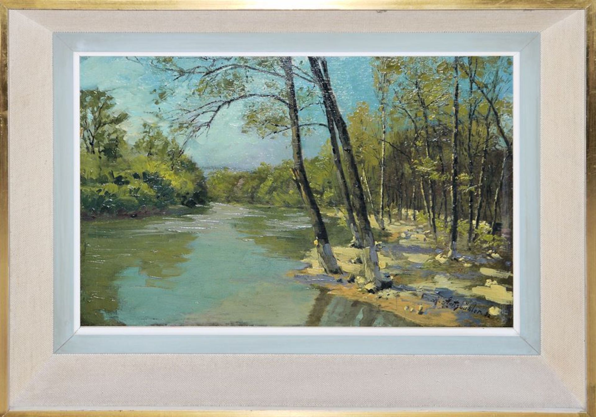 6x badische Künstler bzw. Landschaften, 1900 - Mitte 20. Jh., 6 Ölgemälde, alle gerahmt - Bild 2 aus 4