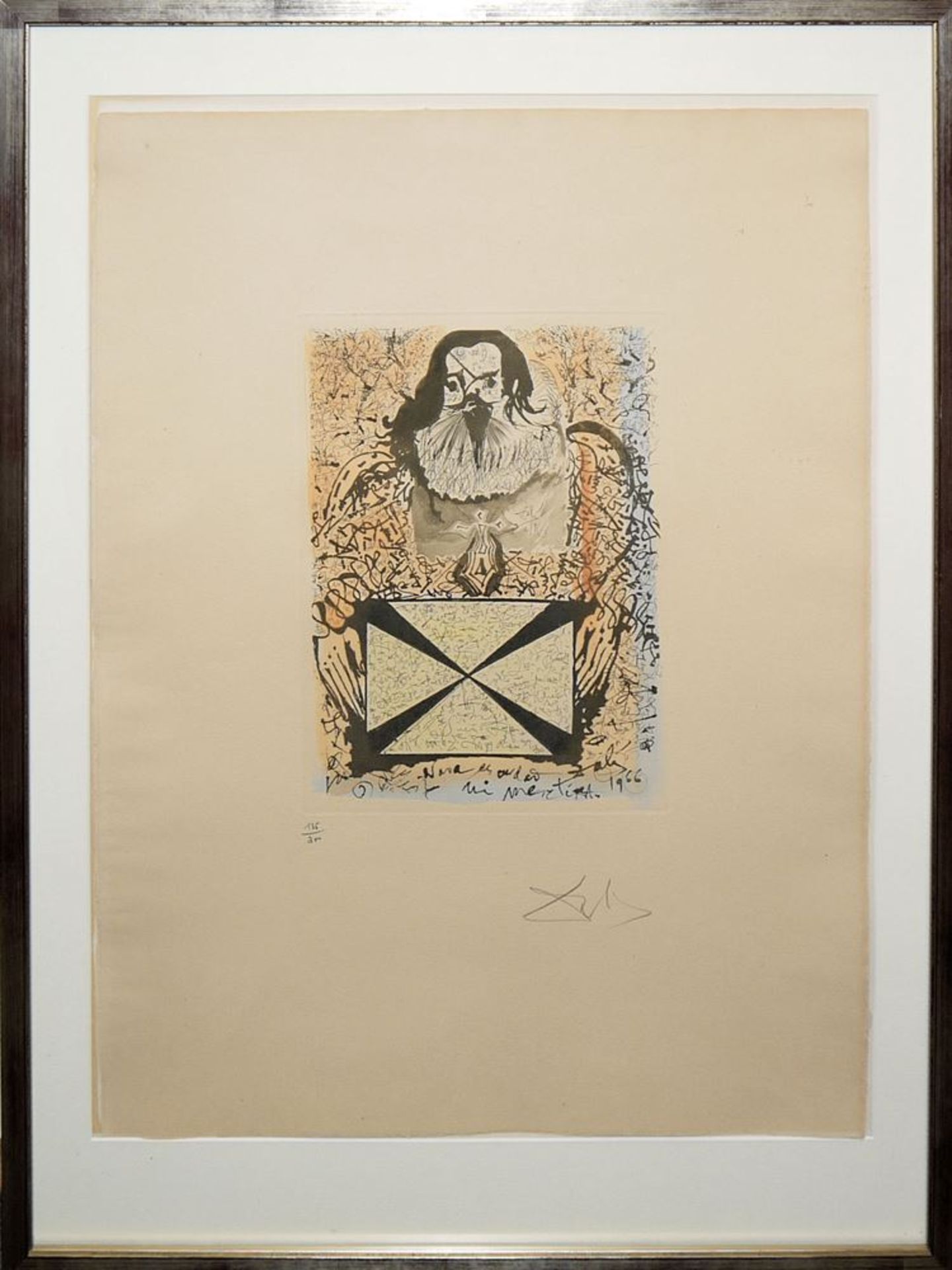 Salvador Dali, "Portrait aux signatures", signierte Aquatintaradierung, gerahmt & "Don Quijote und