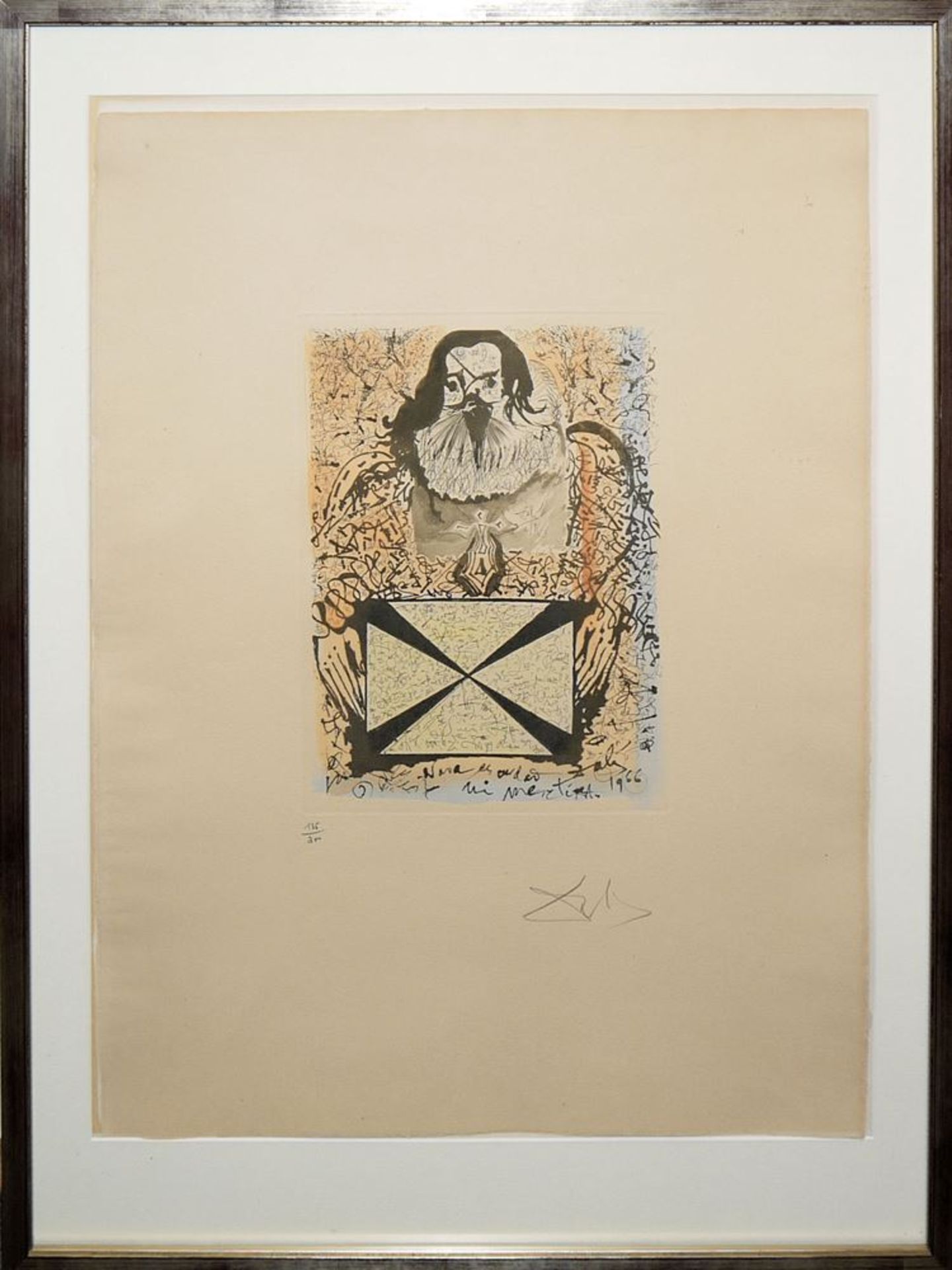 Salvador Dali, "Portrait aux signatures", signierte Aquatintaradierung, gerahmt & "Don Quijote und 