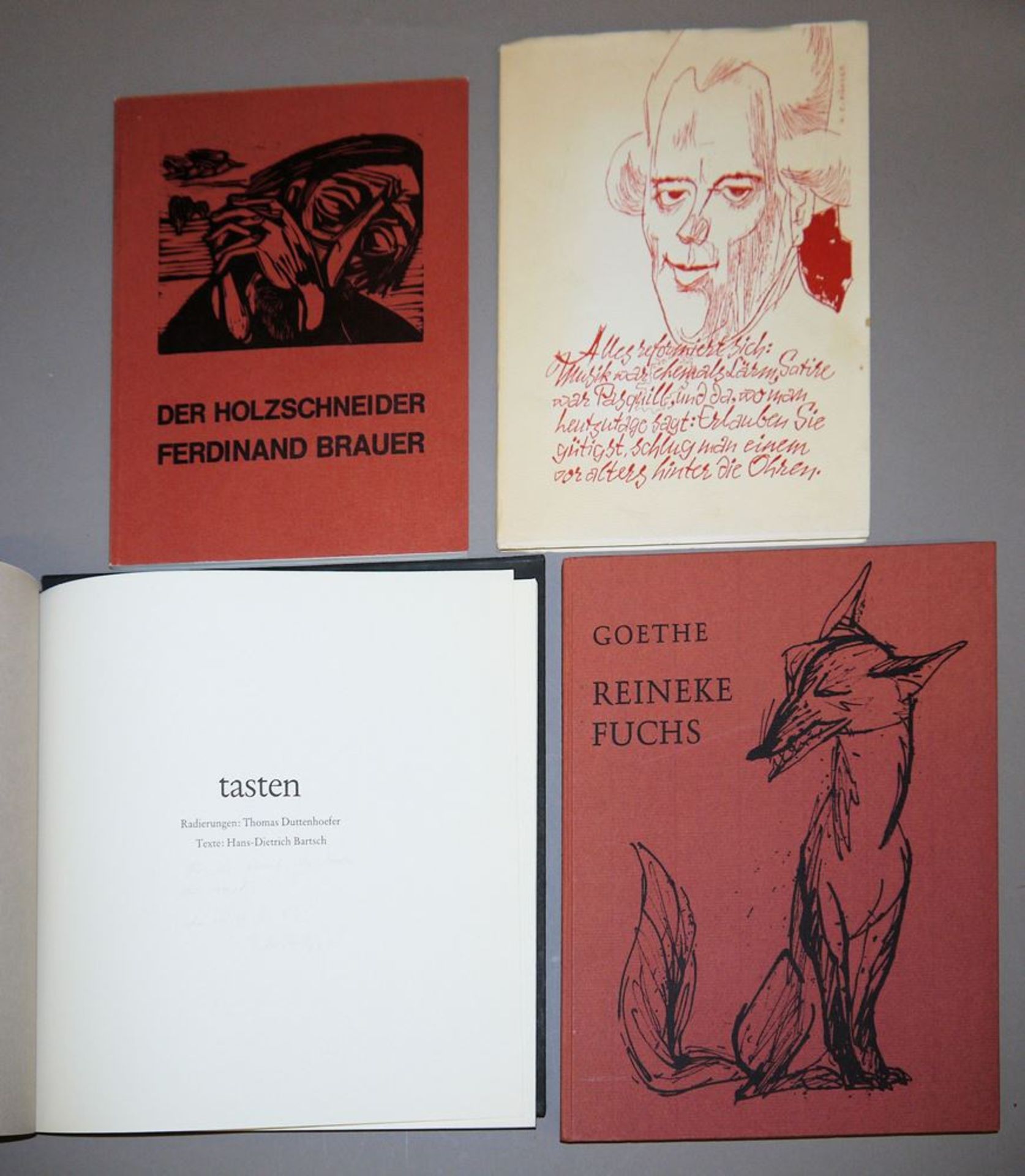 Vier Kunstbücher z.T. mit Orig.-Grafiken von Thomas Duttenhöfer, Ferdinand Brauer, H.E. Köhler und 
