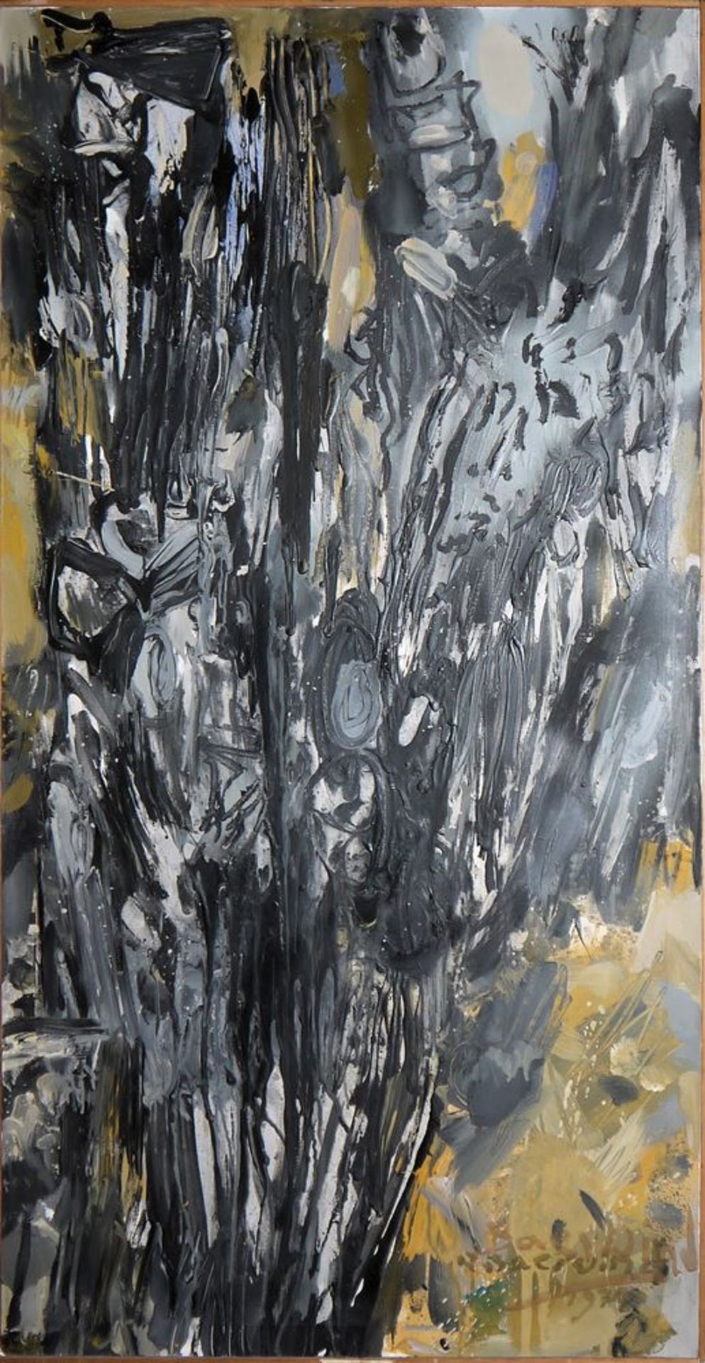 Rudi Baerwind, " L'arbre noir" großes Ölgemälde, mit Originaletikett der Retrospektive im Jahre 197