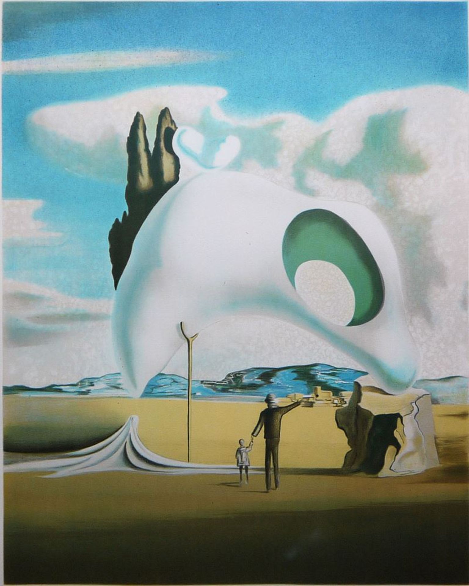 Salvador Dalí, "Atavistische Ruinen", signierte Farblithographie von 1983, im Goldrahmen - Image 3 of 3