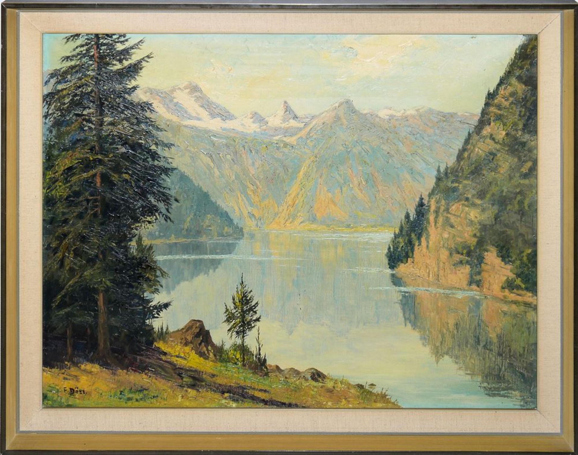 6x badische Künstler bzw. Landschaften, 1900 - Mitte 20. Jh., 6 Ölgemälde, alle gerahmt
