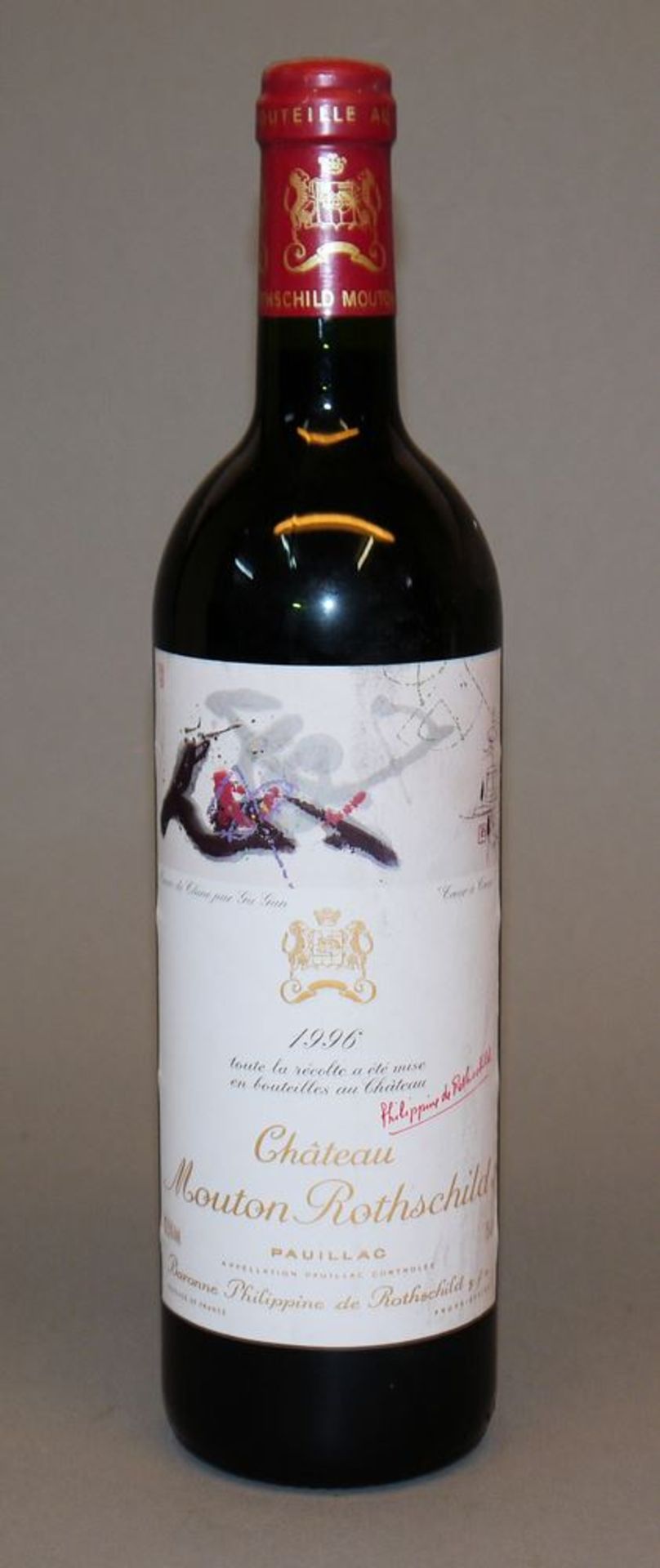 1 Flasche 1996 Château Mouton Rothschild mit Künstleretikett von Gu Gan