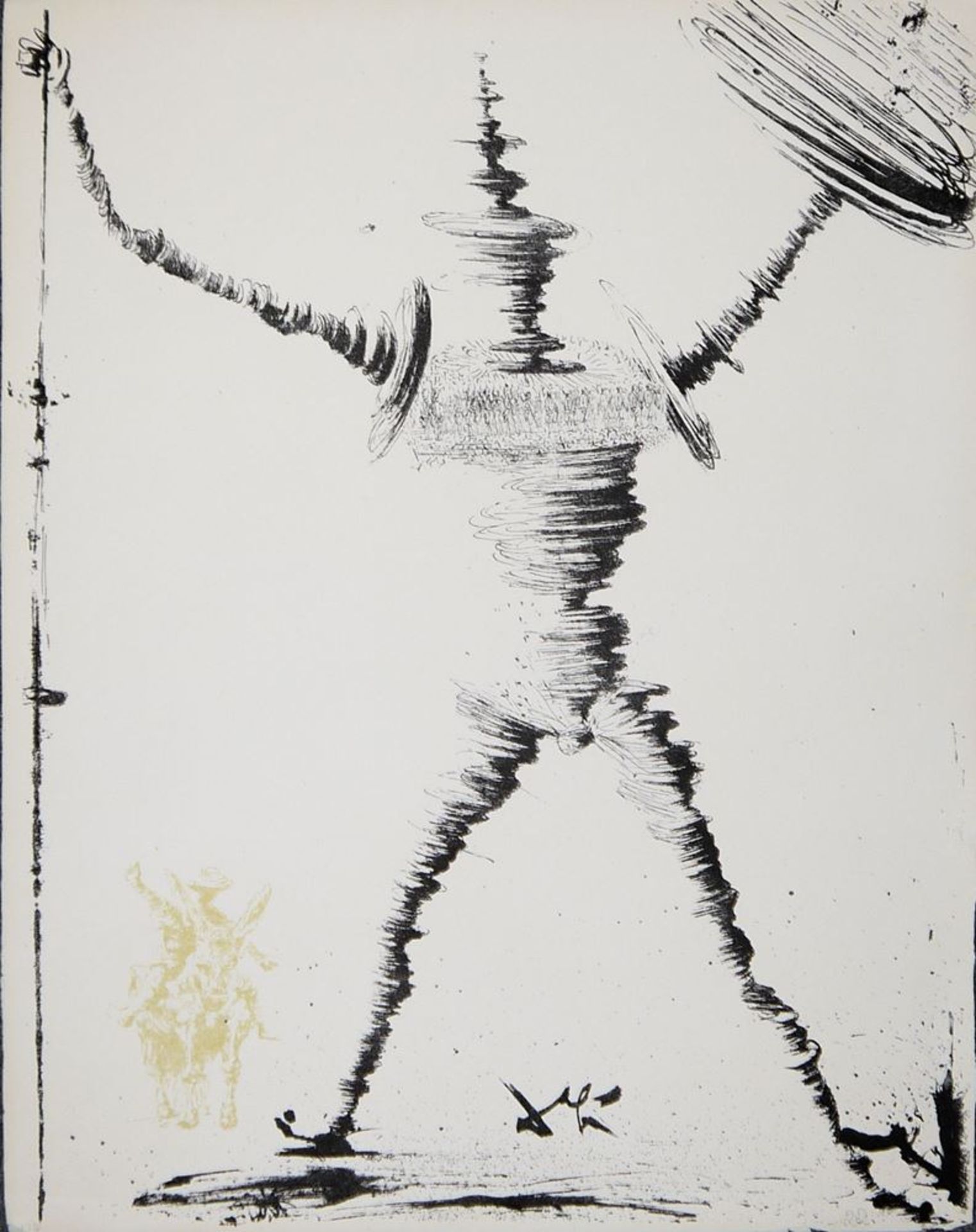 Salvador Dali, "Portrait aux signatures", signierte Aquatintaradierung, gerahmt & "Don Quijote und - Image 3 of 3