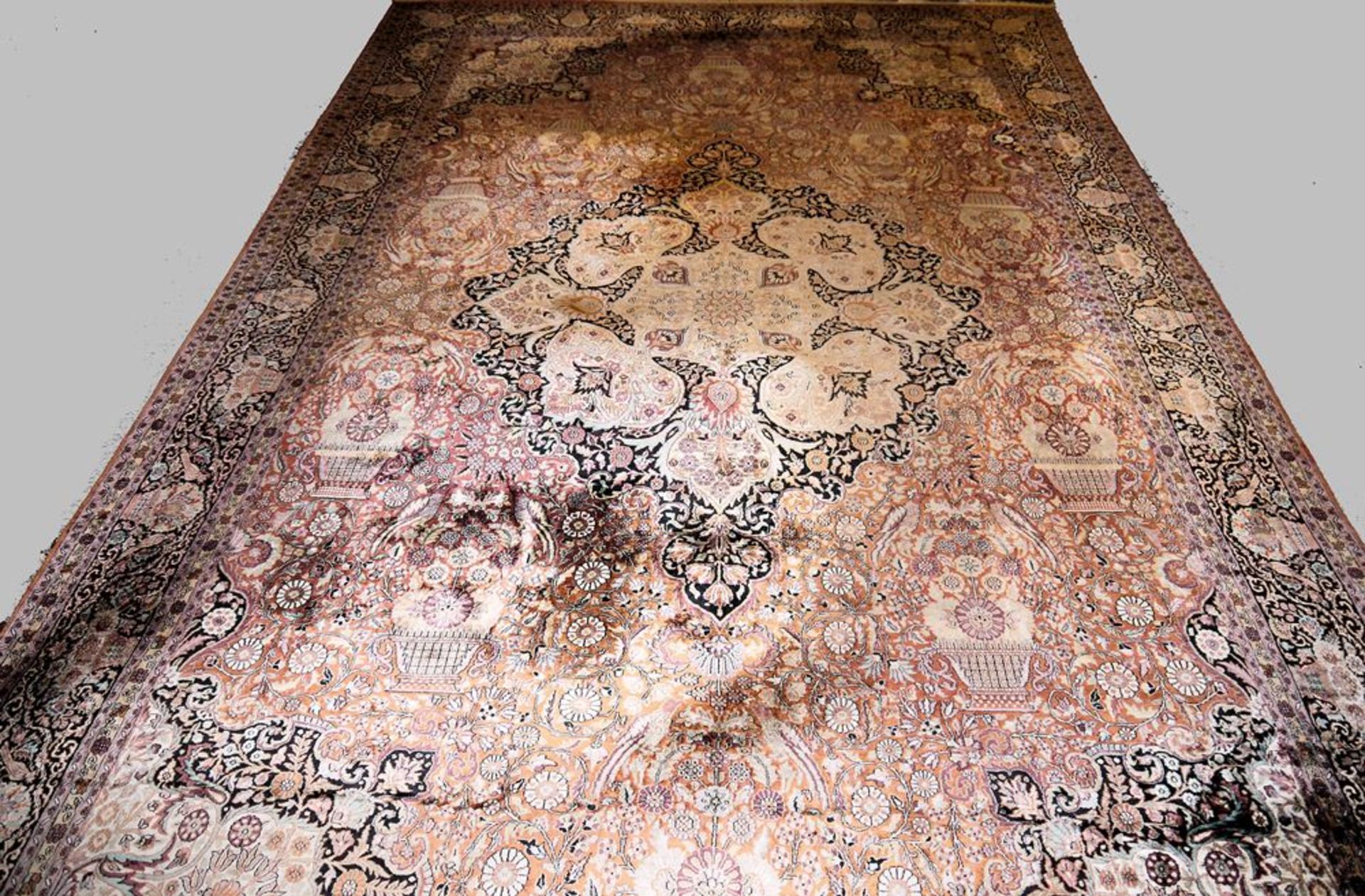 Großer Kaschmir-Seiden-Teppich, ca. 30-40 Jahre alt
