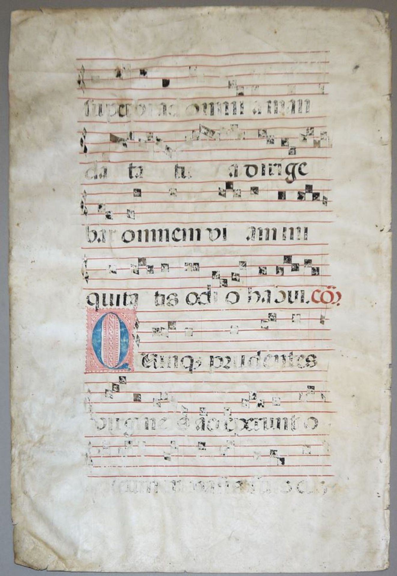 Antiphonarblatt mit Text und Noten in Rot und Schwarz auf Pergament um 1500 - Image 2 of 2